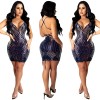 Bead Piece Halter V-neck Clothes Sexy Club Ladies Dress X5000