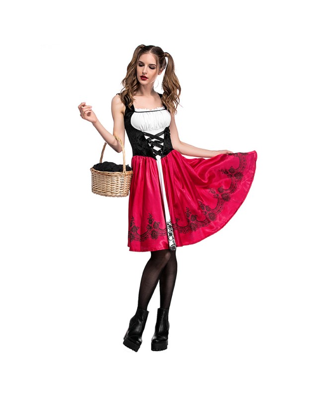 Little Red Riding Hood Costume Halloween Dress Party Suit Fairy Tale Cosplay SM40764
