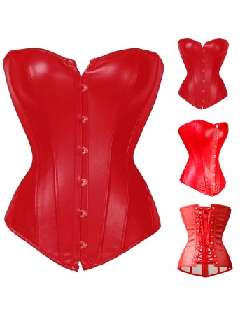 Red leather corset m7081a