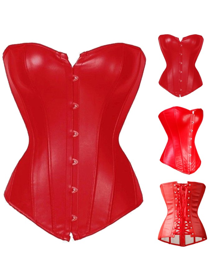 Red leather corset m7081a