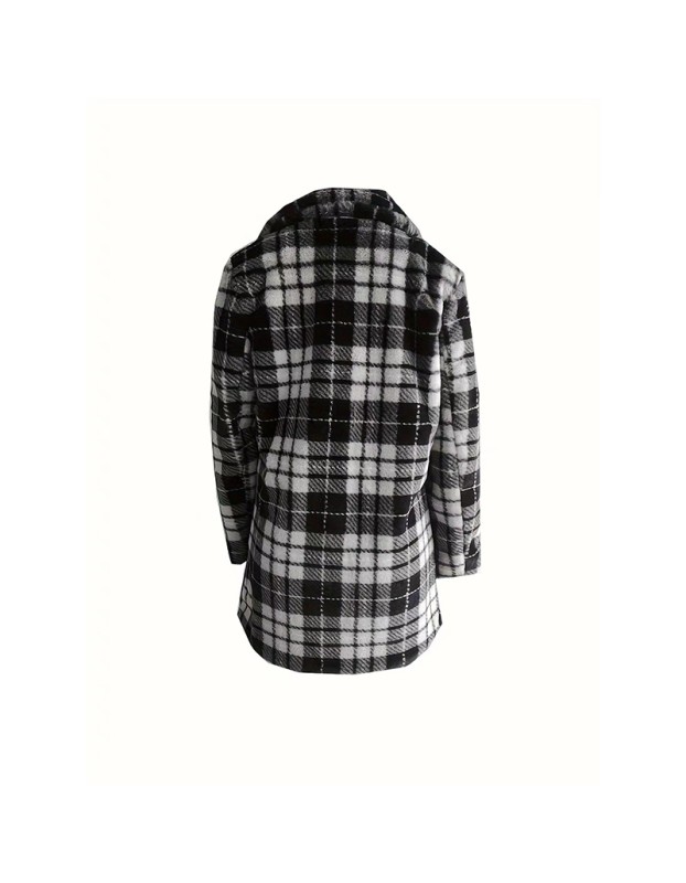Black And White Extra Cover Women's Leopard Print Pocket Loose Plush Coat YM8629