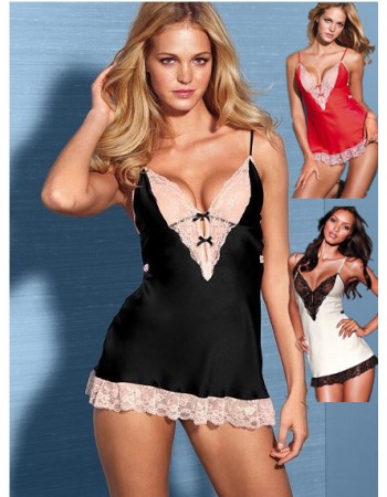 Satin and Lace babydoll set M3587b