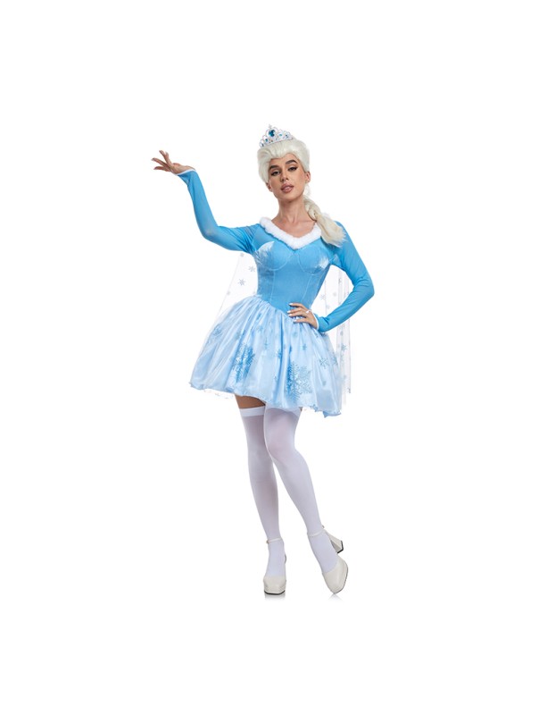 Princess Cosplay Aisha Dress Frozen Long Sleeve Winter Snow Scene Costume DL2059