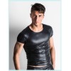 Men Sexy Club Leather T-shirt Tights Zipper Open Crotch Pant N806
