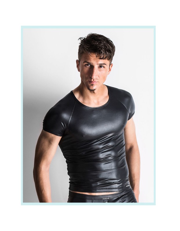 Men Sexy Club Leather T-shirt Tights Zipper Open Crotch Pant N806