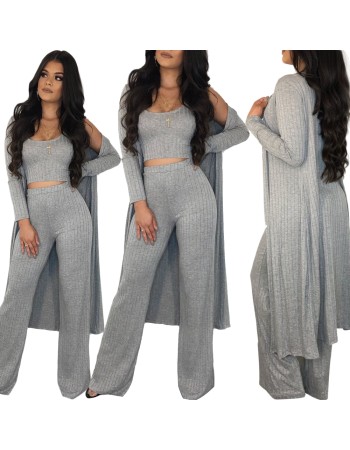 Solid Knitting Woman Autumn Winter 2 Piece Set M8263