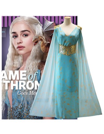 Game of Thrones Daenerys Cosplay Costumes Blue Dresses M40474
