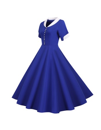 Solid Color Leisure Ball Gown Suit Collar Classy Slim Women Dresses JY14792