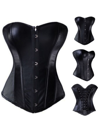Blcak leather corset m7081b