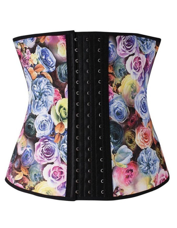 2016 New Style Flower 9 Steel Bones Latex Corsets M1303E