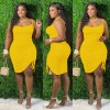 sling single side pleated plus size fashions mini dress ruffle womens skirts M30119
