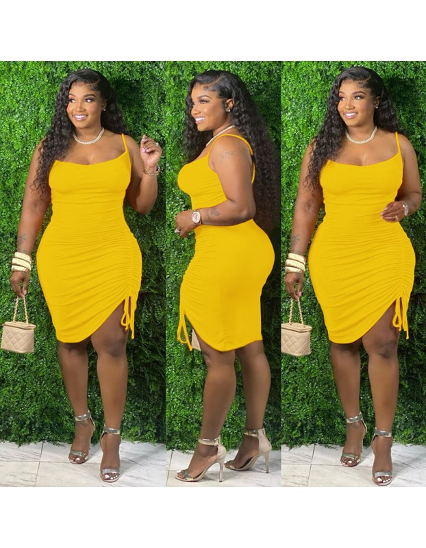 sling single side pleated plus size fashions mini dress ruffle womens skirts M30119