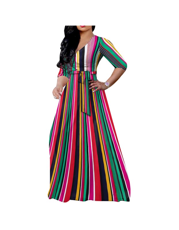 Casual Floral Print Summer Sexy Plus Size Women Dress 8616