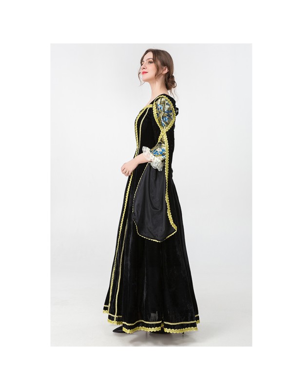 Medieval Court Witch Costume Cosplay Halloween Stage Performance Dress YM9307