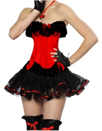 sexy red lace corset with lace skirt m1816b