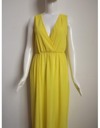Sexy Yellow Maxi Evening Dress M3991