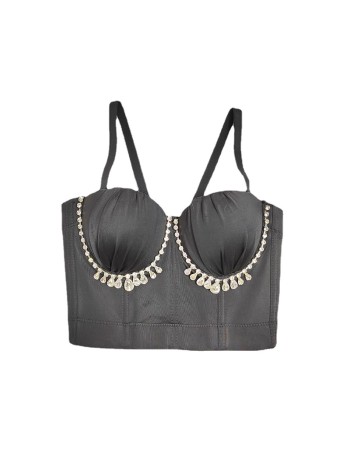 Suspender Short Stretch Shaping Corset Steel Ring Nail Beaded Chest Top KN8575