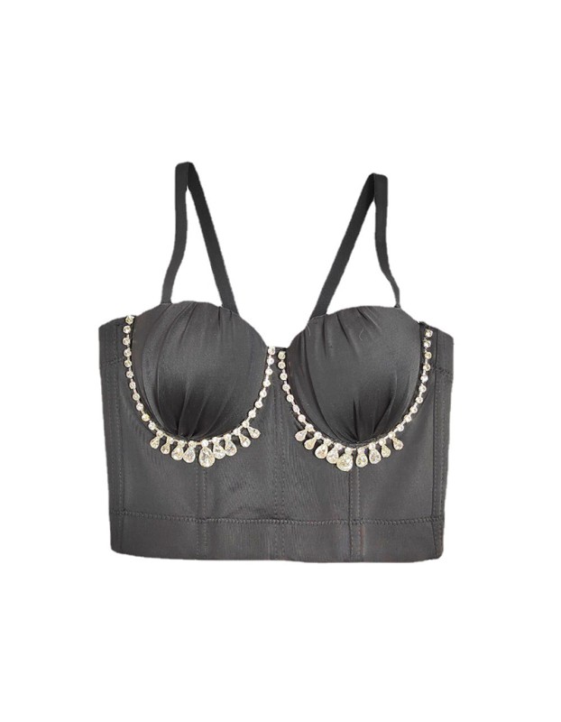 Suspender Short Stretch Shaping Corset Steel Ring Nail Beaded Chest Top KN8575