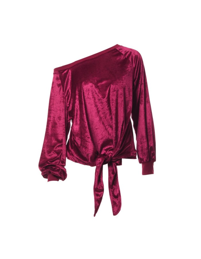 Long Sleeve Sexy Off Shoulder Velvet Shirt Top M30407