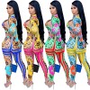 Milk Silk Women Sets Digital Printed Coat Vest Trousers Casual Suit X3690