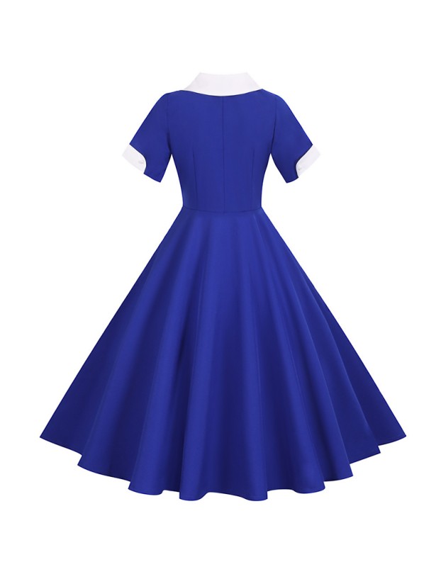 Solid Color Leisure Ball Gown Suit Collar Classy Slim Women Dresses JY14792