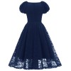 Lace Puffy Sleeves Night For Ladies Single Row Buttons Dresses CD1790