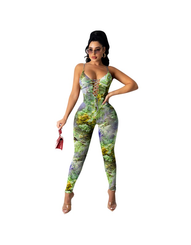 sleeveless bodycon halter top romper jumpsuit M30126