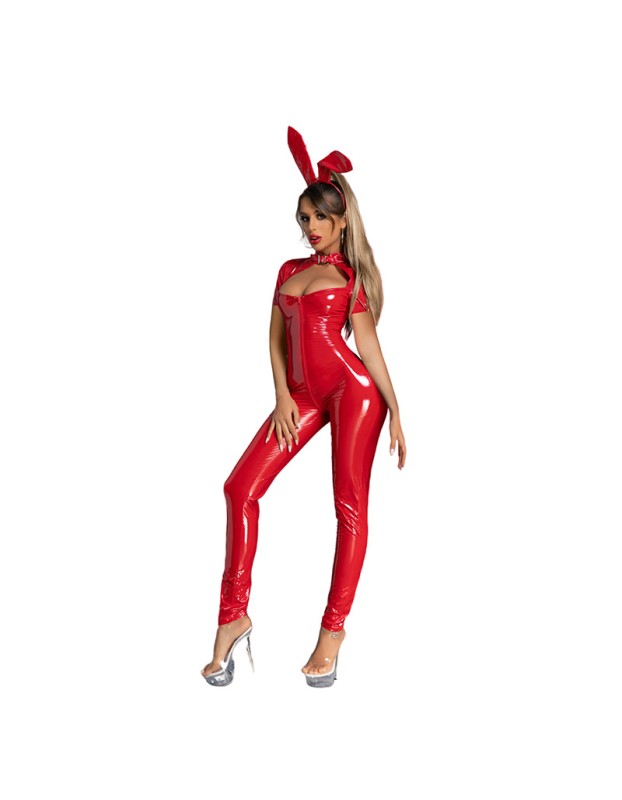 Sexy Bunny Girl Pvc Leather Bodysuit One Piece Shiny Jumpsuit XX680392