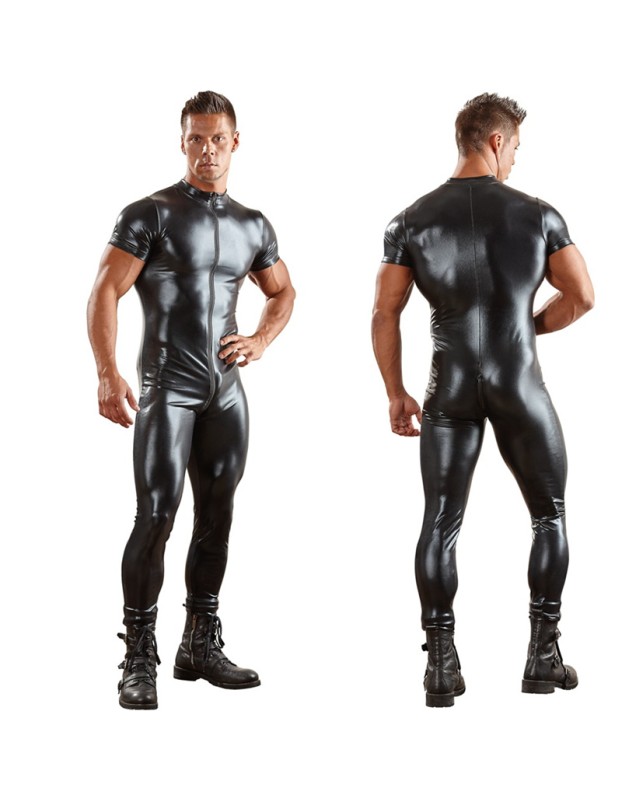 Front Zipper Leather Men's Zentai Catsuit Full Bodysuit N949