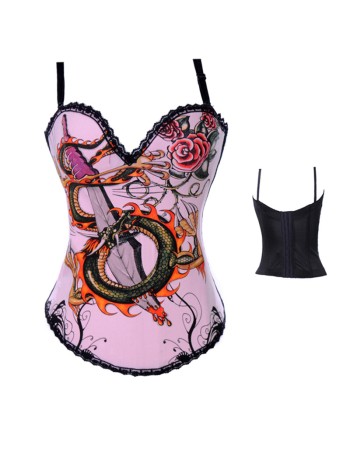 pink color sexy cotton straps corset m1937A