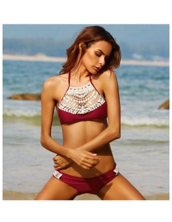 Sexy Lace Solid Hollow out Swimwear 17078