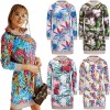Sweatshirt Hooded Contrast Color Print Loose Long Sleeve Casual Dresses LQ153