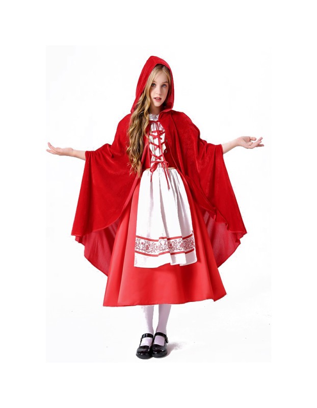 Halloween Children's Dress Girl Little Red Riding Hood  Coak Witch Dress YM5614