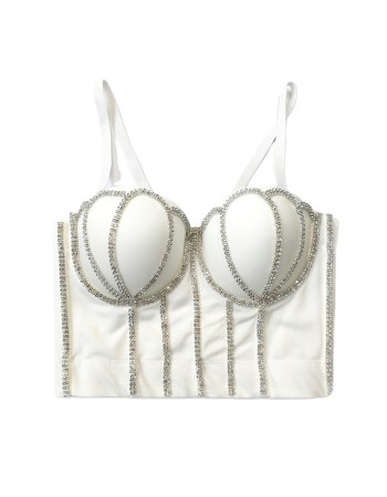 Bright Drill Tight Wrap Chest Suspender Inner Take Top Nail Bead Corset KN8185