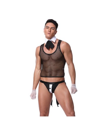 Uniform Tuxedo Sexy Lingerie Set Mesh Men Underwear M20190