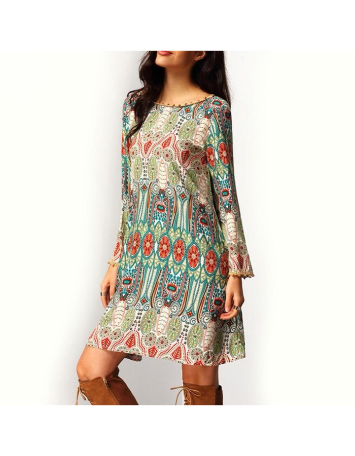 Beach Floral Print Boho Dress M30391b