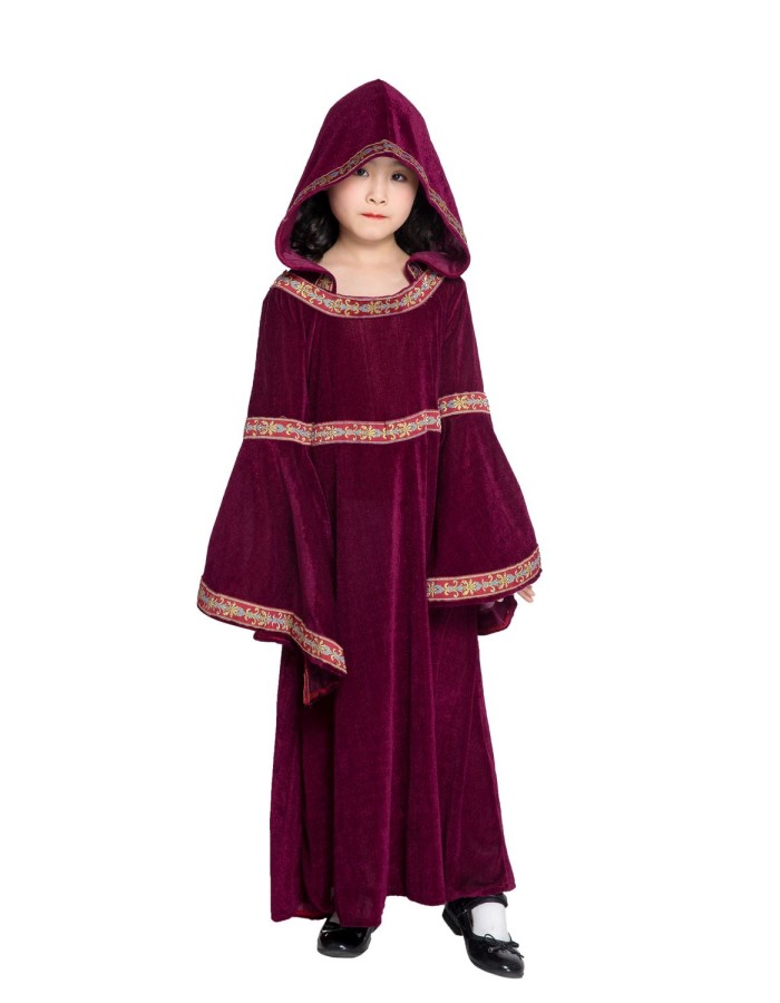 Children Wine Red Vampire Wizard Clothing European Vintage Court Dress Up M40647
