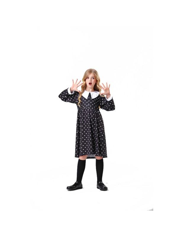 Girl Addams Family Costume Wednesday Addams Black Dress Cosplay Costume YM5820