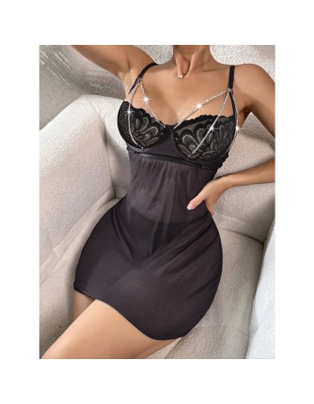 Sexy Halter Nightdress Pearl Sexy Dress Backless See-Through Nightdress YSF846