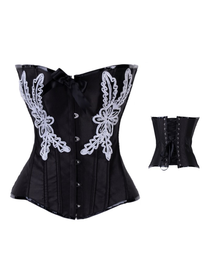 Black Floral Embroidery Corset M1258