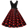 Burnt Polka Print Dot Office Wear Sleeveless V-neck White Dress JY14721
