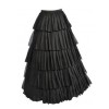 Vintage Black Satin Multi-layer Ruffles Floor-length Petticoat S028