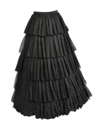 Vintage Black Satin Multi-layer Ruffles Floor-length Petticoat S028