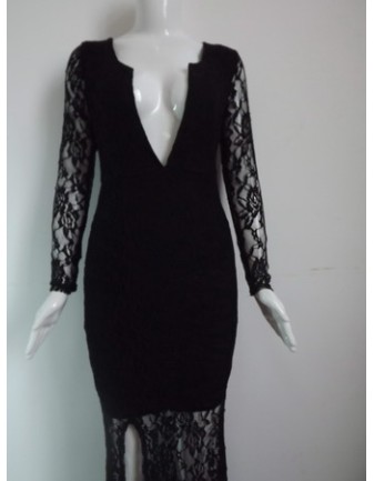 Sexy Black And White Lace Design Evening Dress M3974