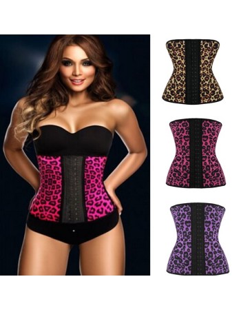 Leopard Print 4 Steel Bones Latex Waist Trainer M1303C