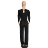 Women fashion soild color long sleeve loose causal jumpsuit m8303