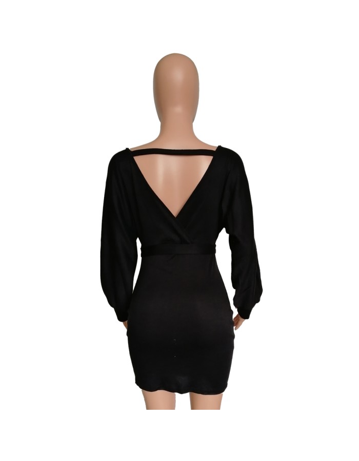 Autumn Winter Off Shoulder Knitted Sweater Dress M8273