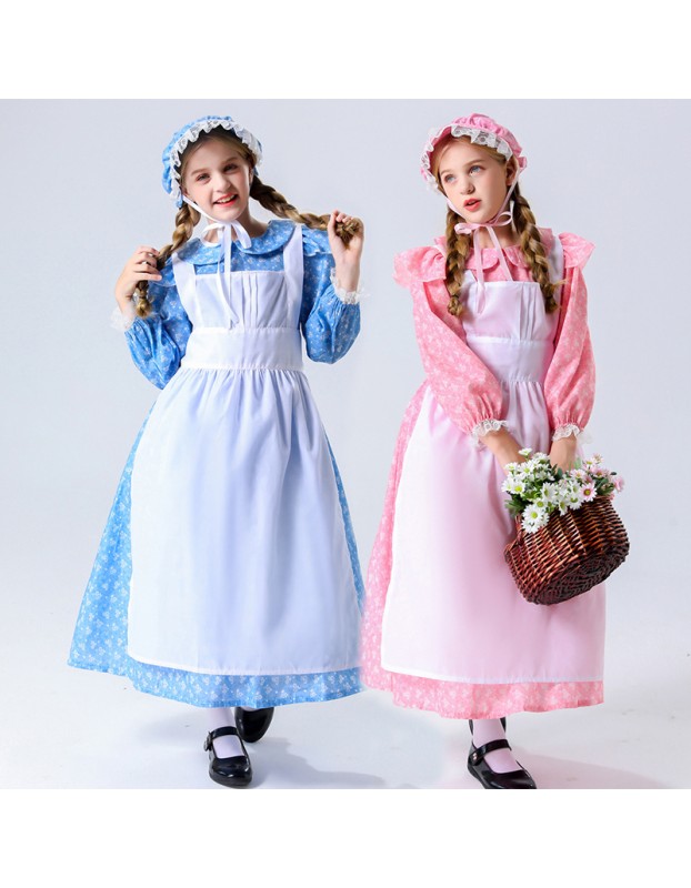 Halloween Cute Girl Long Sleeve Dress Wonderland Alice Lolita Costume YM5602