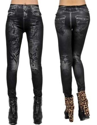 Seamless Tattoo Leggings trousers FG9073BK