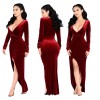 2017 Sexy Women Bandage Bodycon Deep V Long Sleeve Evening Party Cocktail Maxi Dress